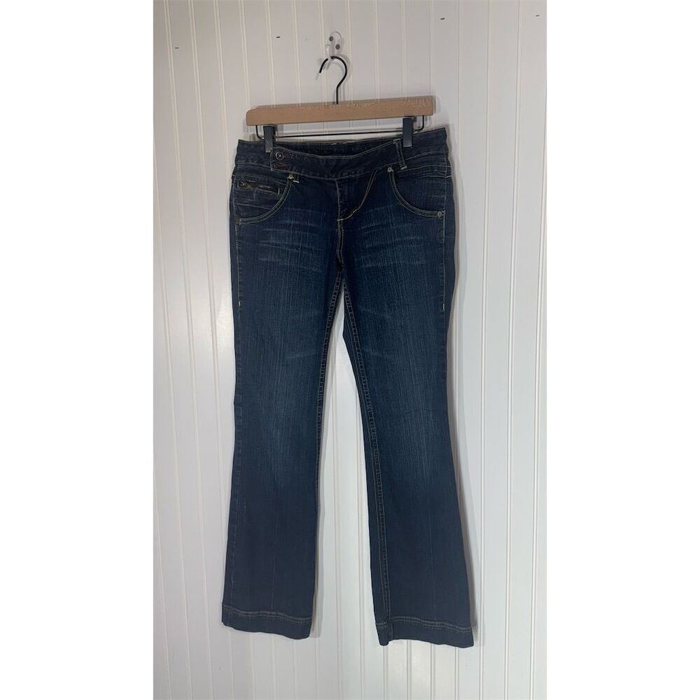 Zana Di Jeans Women’s Size 11 Bootcut Mid‎ Rise Stretch Dark Wash Y2K Stitching